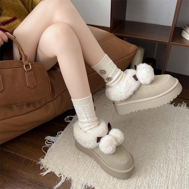 Snow Boots Women's 2025 Winter Thick-soled Cute Fluffy Women's Boots Piled Warm Short Boots Cotton Shoes New Soft-soled Short Boots