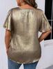 T-shirt Manches Courtes Uni Col en V Coupe Ample pour Femme Printemps/Été 2026