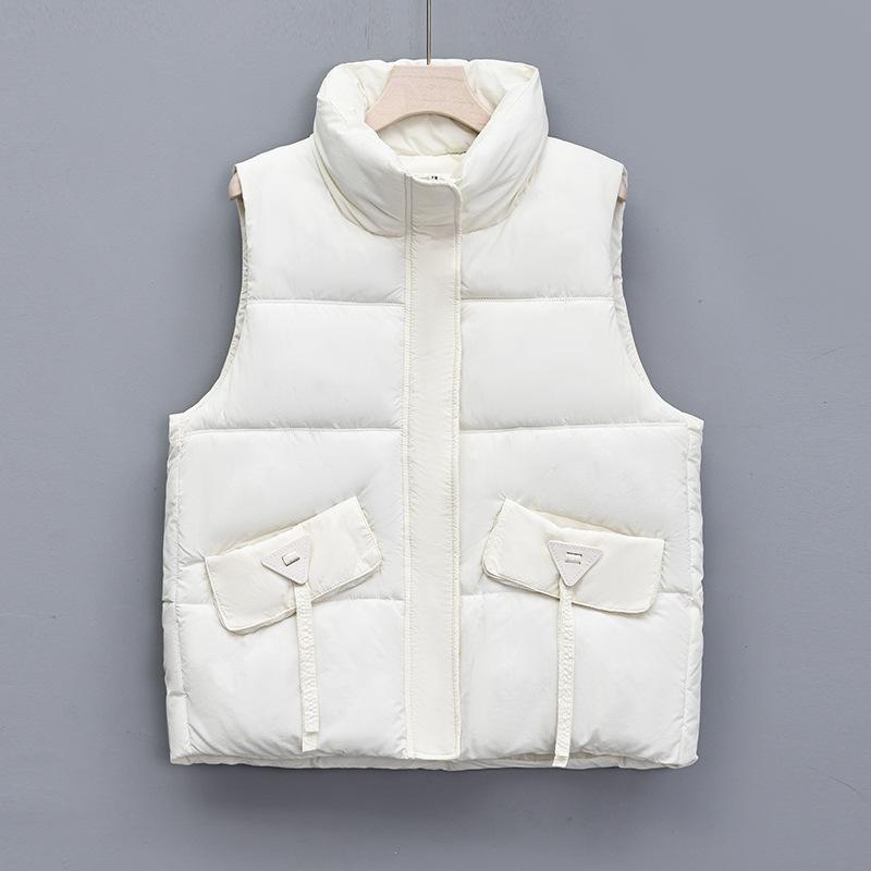 Large Size Down Cotton Vest Women's Short Autumn Wear Design Sense Thickened Vest Cardigan Jacket