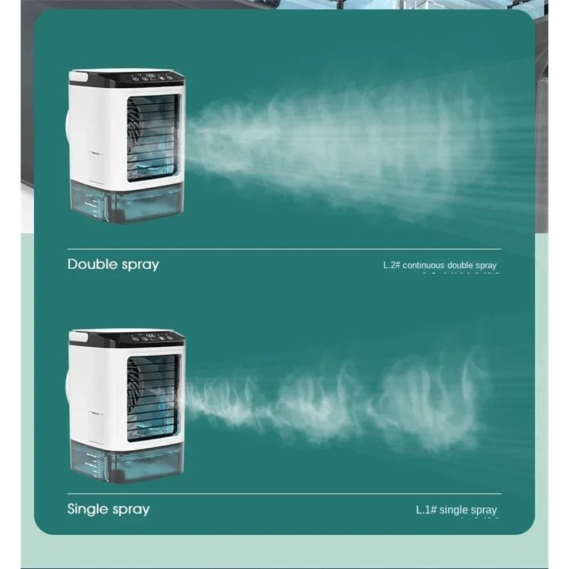 Klima Taşınabilir Fan Masaüstü Çift Sprey Ultrasonik Atomizasyon 3-Speed Sessiz Hava Soğutucu Gece Lambası Elektrikli Fan Ev için