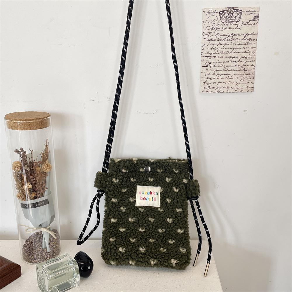 Soft Messenger Bag Plush Flower Commuter Leisure Bag Shopping Underarm Mobile Phone Bag Shoulder Bag