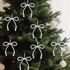 12PCS Imitation Pearls Christmas Pearl Bow Hanging Ornaments Garland Pearl Bow Decoration Girls