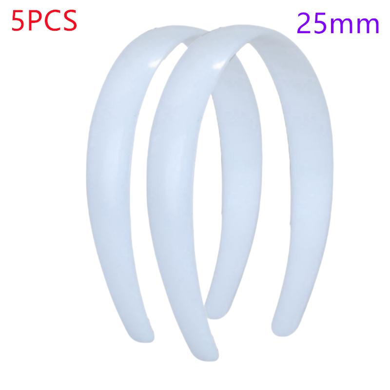 5 piezas 15/20/25/30 mm Negras Blancas Lisas Plástico Planas Diademas para el Pelo Material Ecológico Sin Dientes Diademas Accesorios para el Cabello DIY
