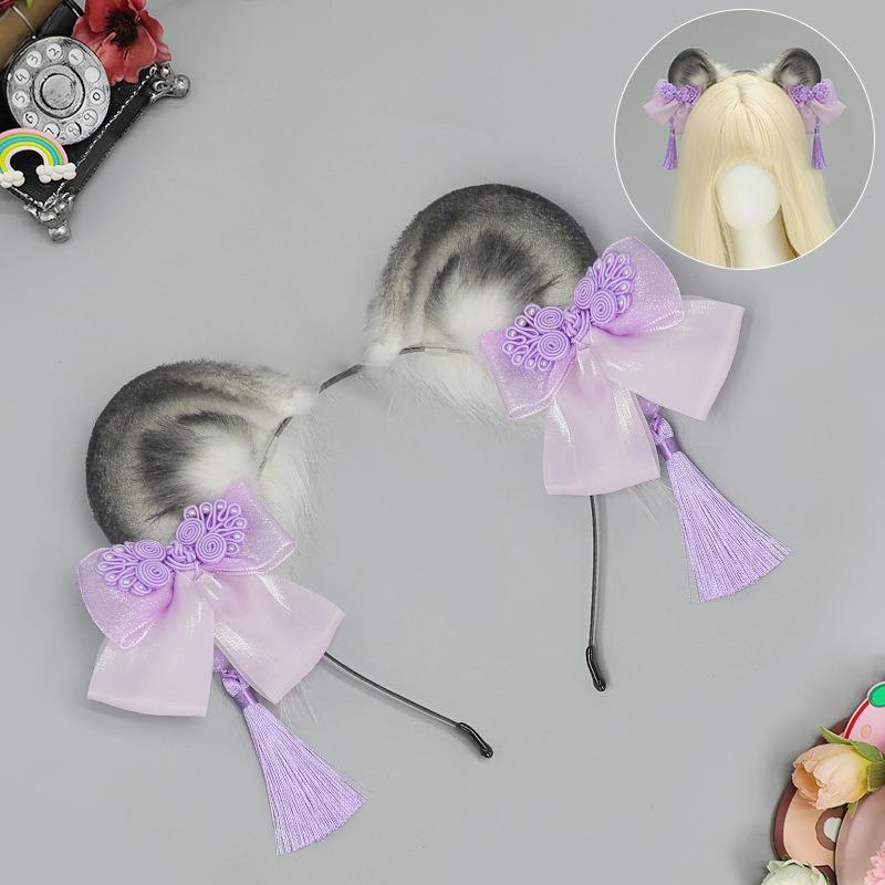 

Lolita Chinese style panda animal ears headband antique Hanfu fringed accessories Chinese mother panda headdress