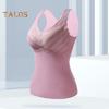 Winter Women Thermal Vest with Chest Pads Seamless Velvet Fast Temperature Lock V Neck Slim Fit Elastic Sleeveless Inner Wear Bottoming Tank Top