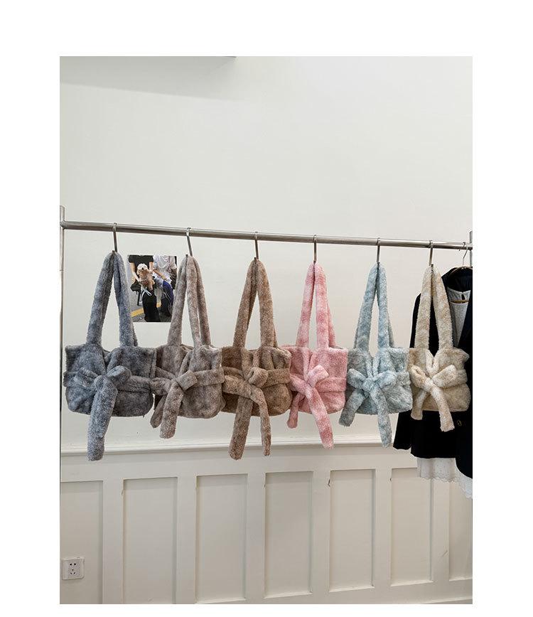 2025 Autumn/Winter Plush Bow Shoulder Bag - Sweet, Versatile, Multi-color Handbag