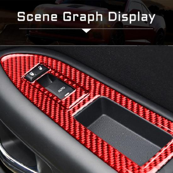 For Dodge Challenger 08-14 Red Carbon Fiber Window Lift Switch Panel Cover Trim