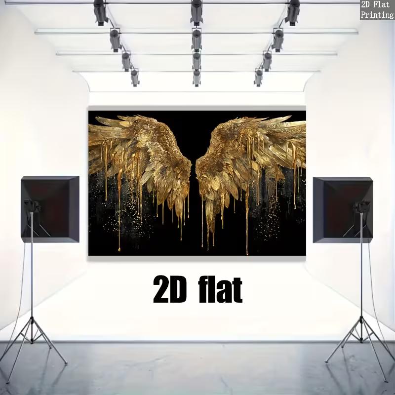 2D Golden Dripping Angel Wings Backdrop Studio Decor Banner