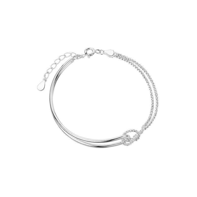 Women's Double-Layer Asymmetrical Knotted Bracelet - Exquisite, Niche Design, Light Luxury, Lucky Summer Accessory
