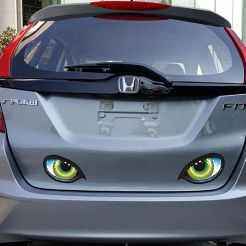 2Pcs Car Stickers 3D Stereo Cat Eyes Funny Reflective Window Decals Auto Body Styling Rear Windshield Automobile Decoration