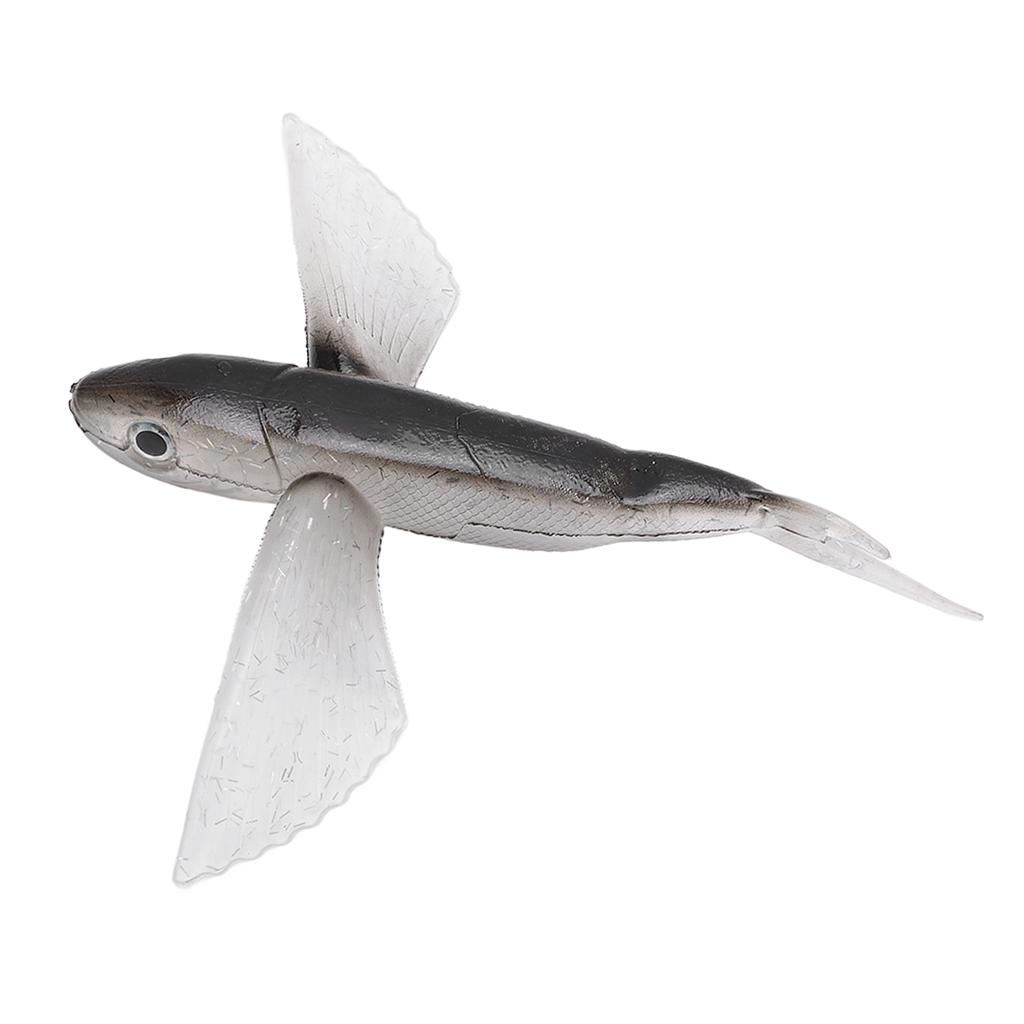 Rybářská nástraha Tvar létající ryby Umělá nástraha Měkká silikonová nástraha pro mořský rybolov z lodi Černá