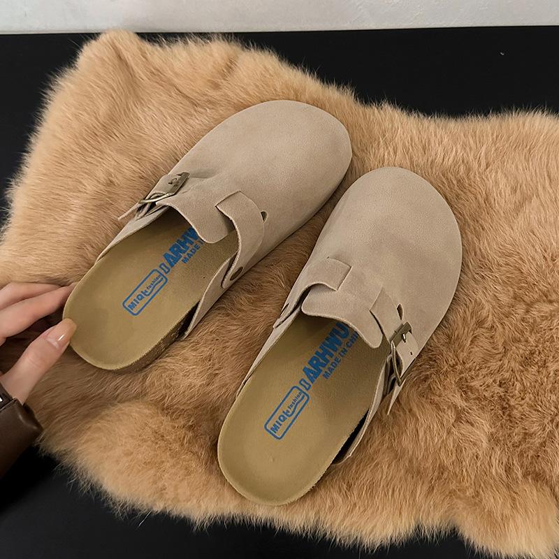 The New 2025 Lazy Single Shoes Wear Thick Bag Head and Half Slippers with One Foot, and the Bottom of Boken Spring Soft-soled Birken Shoes for Women.