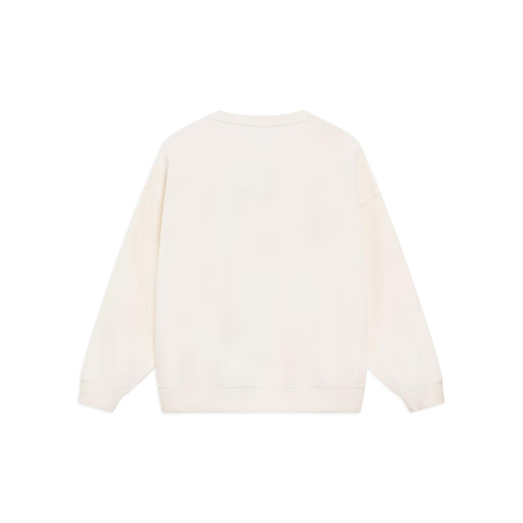 Li-Ning Cartoon Rabbit Graphic Casual Pullover Sweatshirt Unisex Tops Off-White AWDT527-1