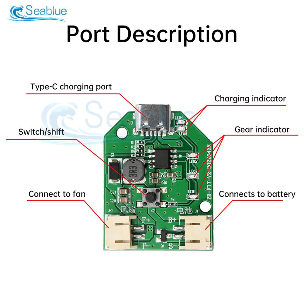 Type-C USB Charging Small Fan Board Control Board Motherboard Handheld Small Table Fan Mobile Fan Universal Board 5V 7V 9V 12V