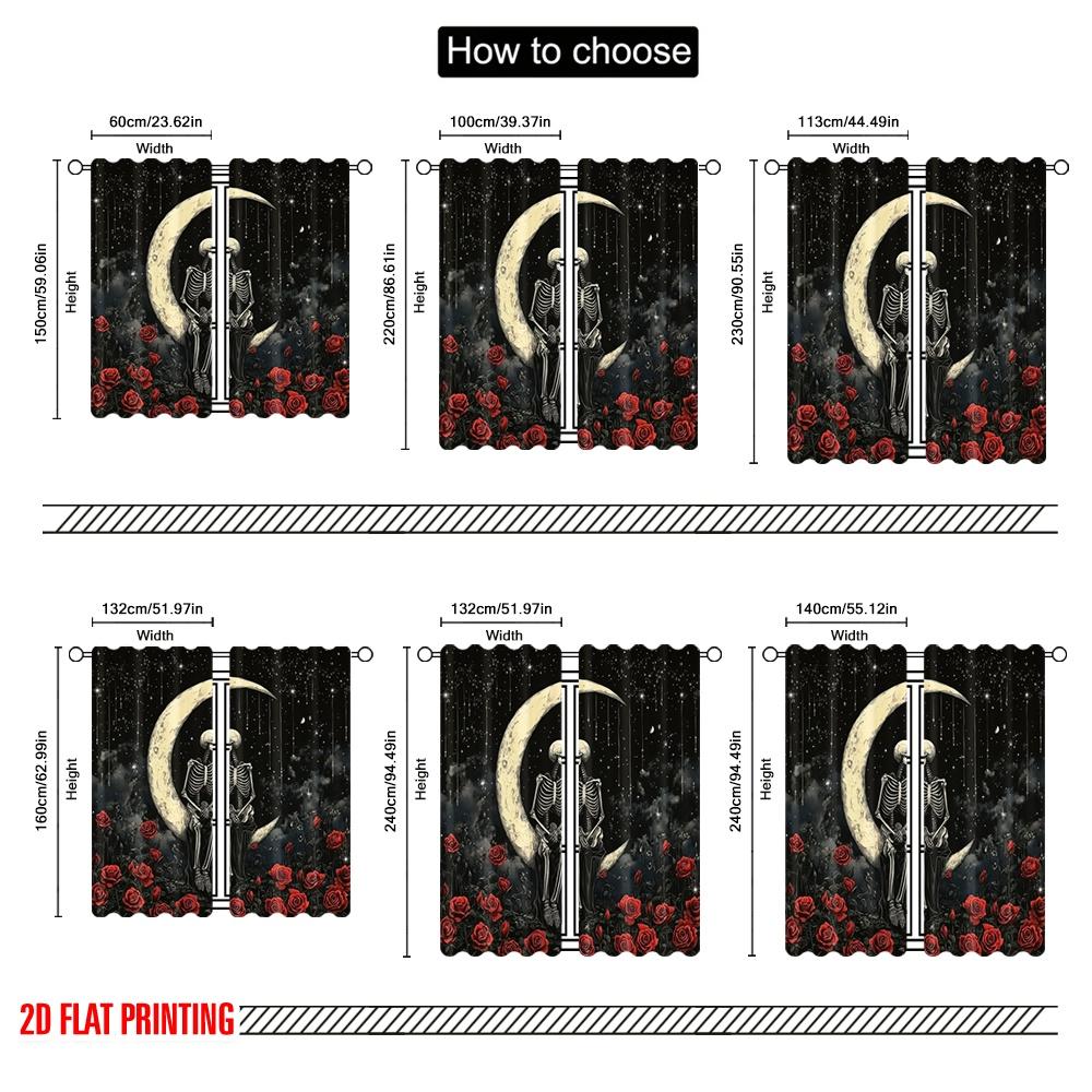 2 Stück, 2D-Flachdruck Vorhang Beliebt Ewige Romantik Polyestergewebe (ohne Stange) Festlich Perfekt für Wohnzimmer, Schlafzimmer &