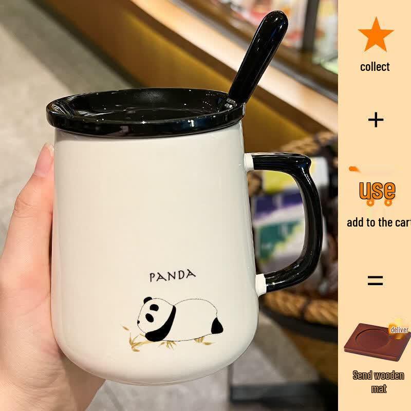 Qiwei Ceramic Mug with Lid and Spoon