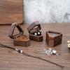 Jewelry Storage Box Finish Velvet Foam Triangle Shape Rustic Storage Single Slot Wooden Ring Box Engagement Accessory