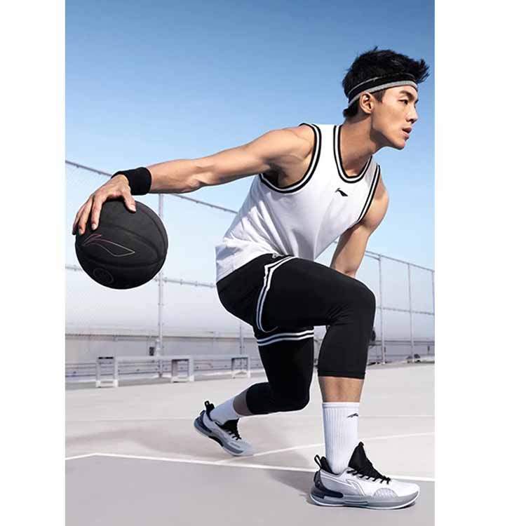 Li-Ning Breathable Basketball Shorts With Elastic Waistband Men Shorts Black AAPT043-1