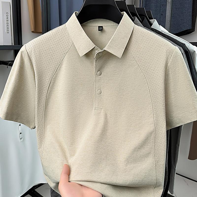 Summer Men's Breathable Short Sleeve Polo Shirt Loose Fit Quick-Dry Casual Versatile T-Shirt
