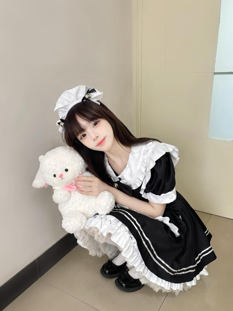 2025 Japonský Anime Maid Kostým - Roztomilé Lolita Černobílé Crossdresser Šaty