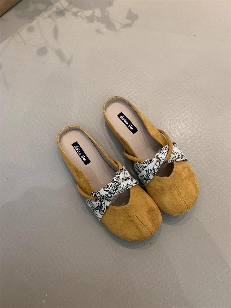 

Gentle fairy style ballet shoes 2025 new French retro temperament elegant suede shallow mouth Mary Jane shoes 39 жёлтый