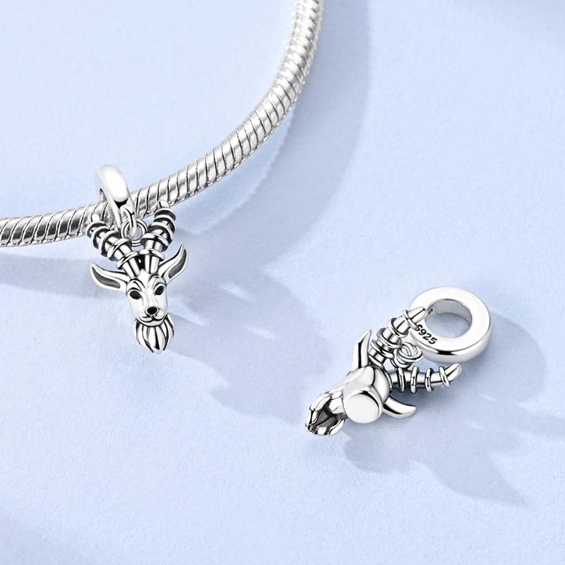 Animal Charms 925 Silver Antelope Tiger Lion Beads Fishbone Dinosaur Pendant Fit Bracelet Woman Fashion Jewelry Exquisite Gifts