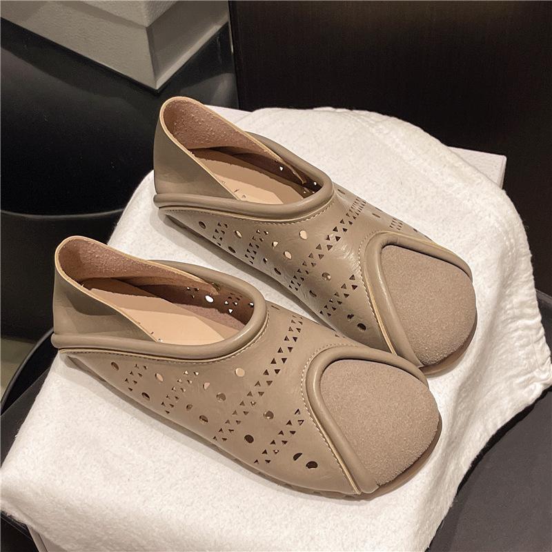 

Женские туфли-лодочки 2025 новые на мягкой подошве с перфорацией, два способа носки, ленивые туфли на плоской подошве, удобные и не утомляющие ноги, туфли-доду, сандалии с отверстиями 40 хаки