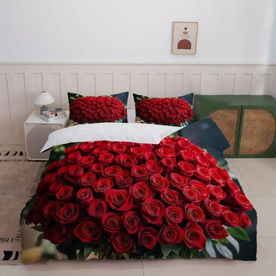 Red Roses Bedding Set 3D Printed Duvet Cover Set Soft Single Twin Double Queen Size Bed Set Home Decor For Wedding Anniversary