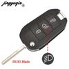 Jingyuqin Flip Remote Car Key 433MHz 4A HITAG AES Chip For Peugeot Expert 308 3008 2016+ Citroen C4 Cactus 2014- HU83 3 Buttons