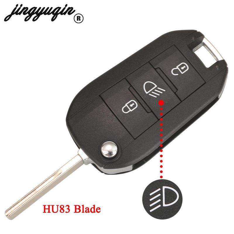Jingyuqin Flip Remote Car Key 433MHz 4A HITAG AES Chip For Peugeot Expert 308 3008 2016+ Citroen C4 Cactus 2014- HU83 3 Buttons