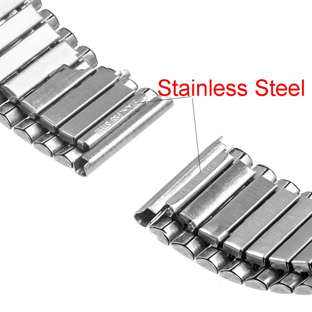 Bracelet de Montre Élastique en Acier Inoxydable 20/22mm, Design Universel Poli et Sablé