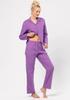 Women's Flannel Pajama Set with a Shirt-style Top In a Feminine Color LNS 529 Key LNS 529 B24 WOMEN'S PAJAMAS Purple S