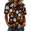 Women's Casual Loose Fit Halloween Print T-Shirt Short Sleeve Crew Neck Top Comfortable Lightweight Fabric All Over Graphic Design