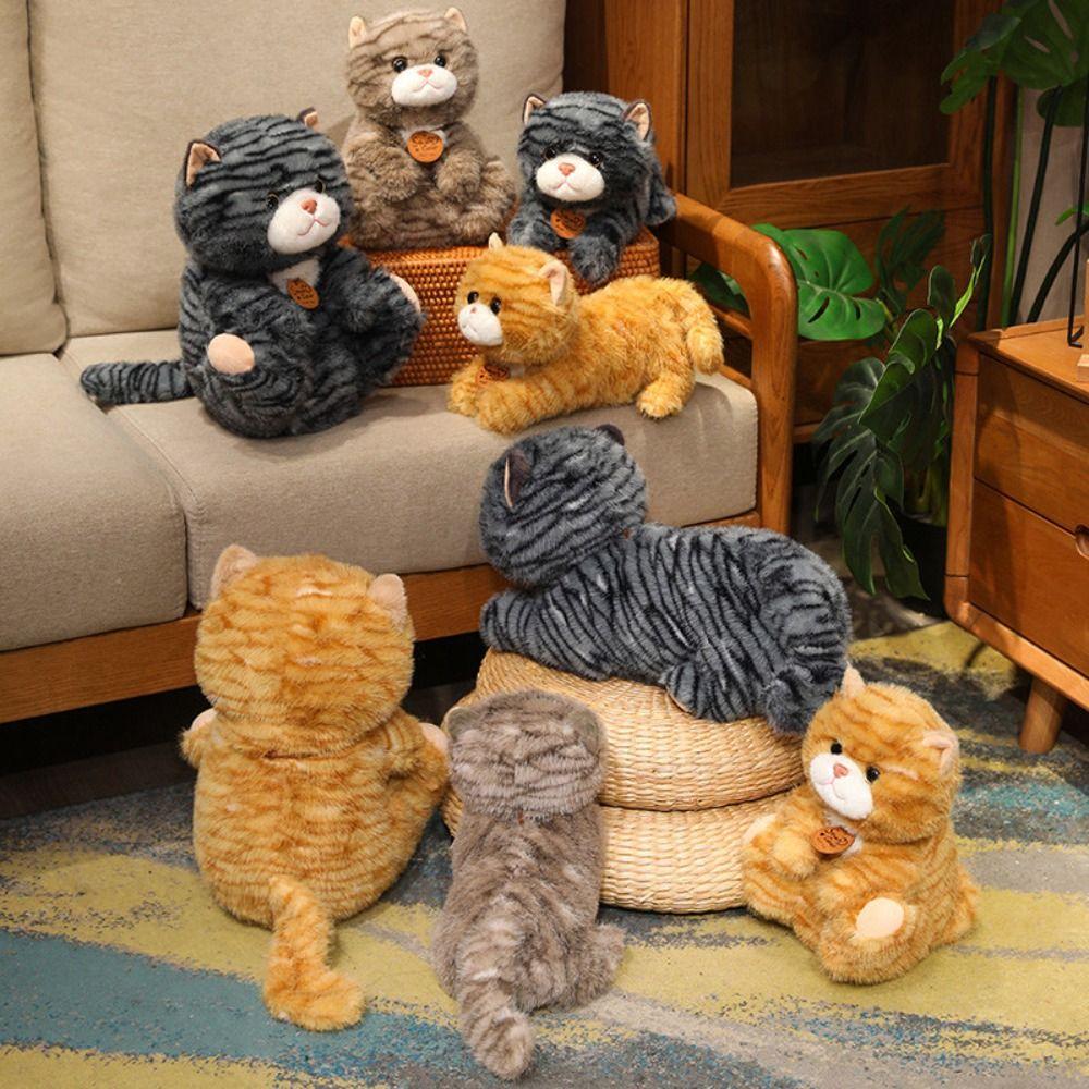 Stuffed Doll Simulation Cat Plush Toys Fluffy Animal Cartoon Kitty Dolls  Car Decor