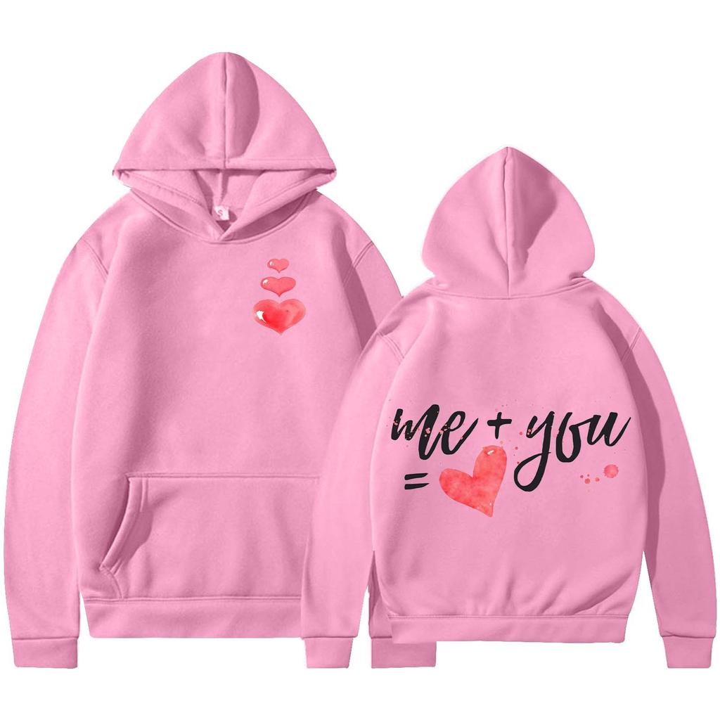 Women Plush Sweatshirt Solid Color Letter Print Kangaroo Pocket Drawstring Print Hoodie