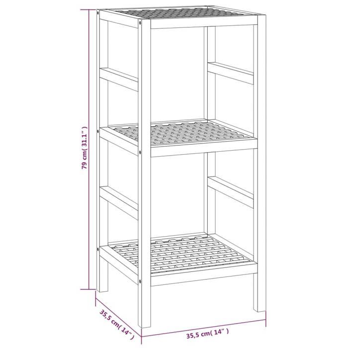 VidaXL Bathroom Shelf 35.5x35.5x79 Cm Solid Walnut Wood 350363