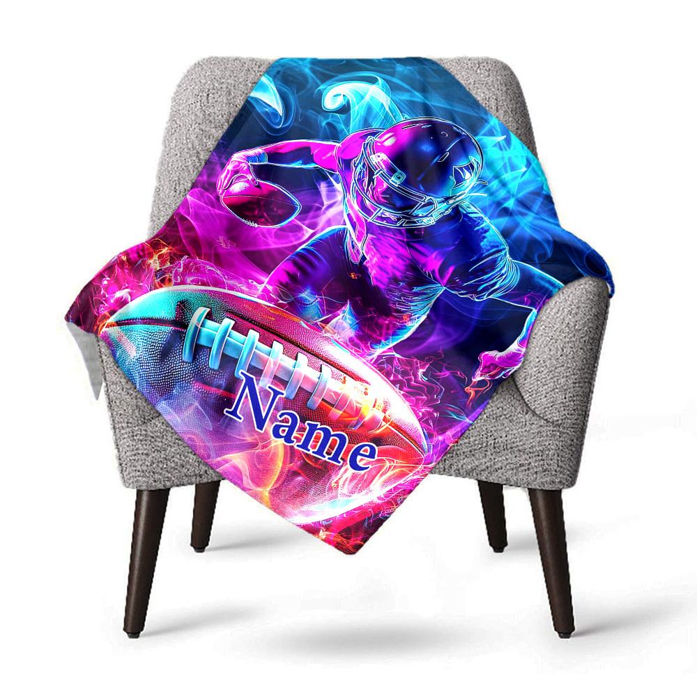 Football Player Home Customize Your Name Blankets Comfortable Soft Lightweight Allseason Multipurpose Blanket For Picnics Sofas Offices Beds Living