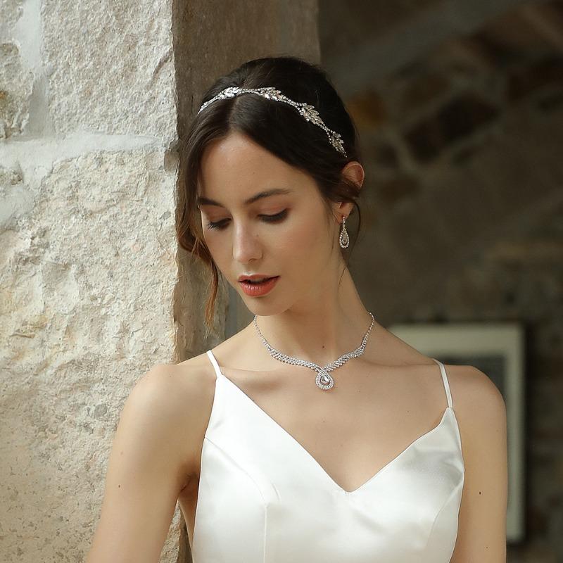 Rhinestone elastic headband - geometric design hair hoop - fashionable hollow-out bridal headband
