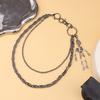 Punk Skull Waist Chain With Metal Double Layer Chain For Hip Hop Style Men Women