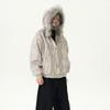 Mens Tie-Dye Thick Warm Hooded Cotton Coat Winter Casual Loose Fit Fashion Outerwear
