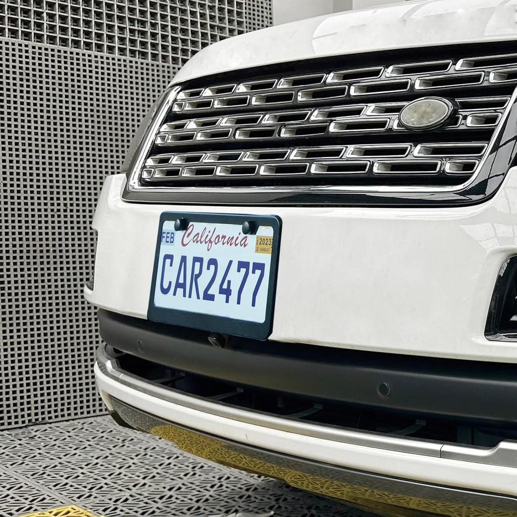 2PCS Matte Black License Plate Frames, 2 Holes Solid Rust-Proof Stainless Steel License Plate Holder, Lengnoyp Universal Car License Plate Cover For