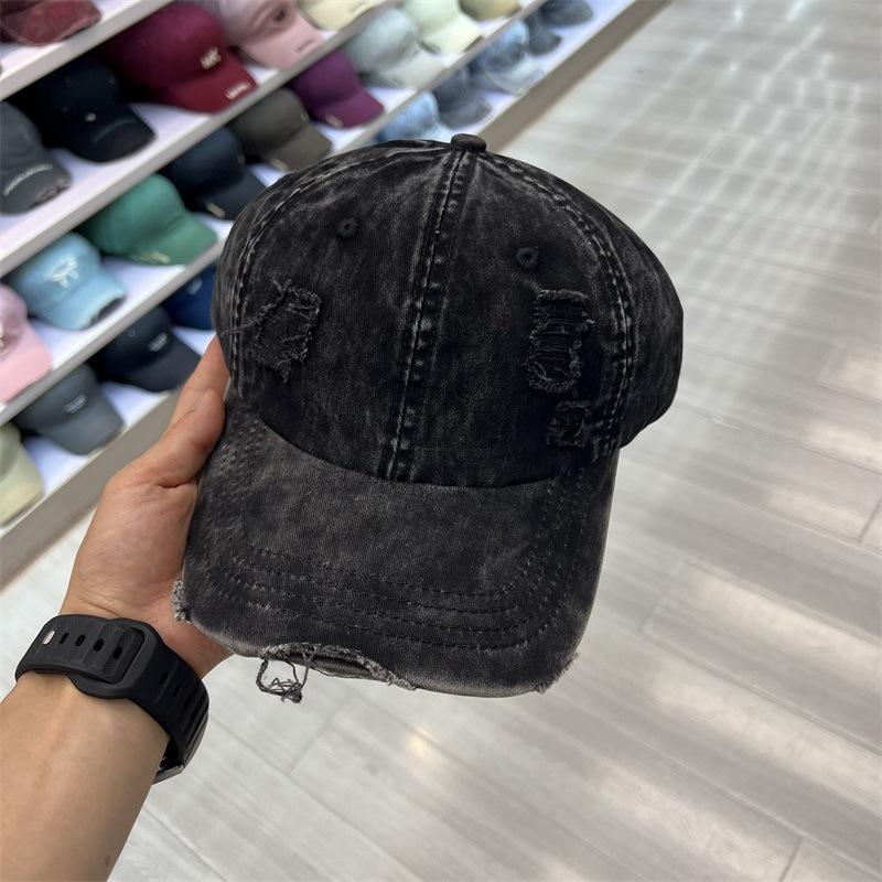 New Worn Hole Washed Deep Hat Versatile Old Casual Dome Women's Soft Top Baseball Cap