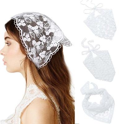 Eșarfă de Păr Triunghiulară cu Dantelă și Flori Bandană Imprimată Bandă pentru Păr pentru Femei Fete Boho Chic Înfășurătoare pentru Păr Accesorii de Păr
