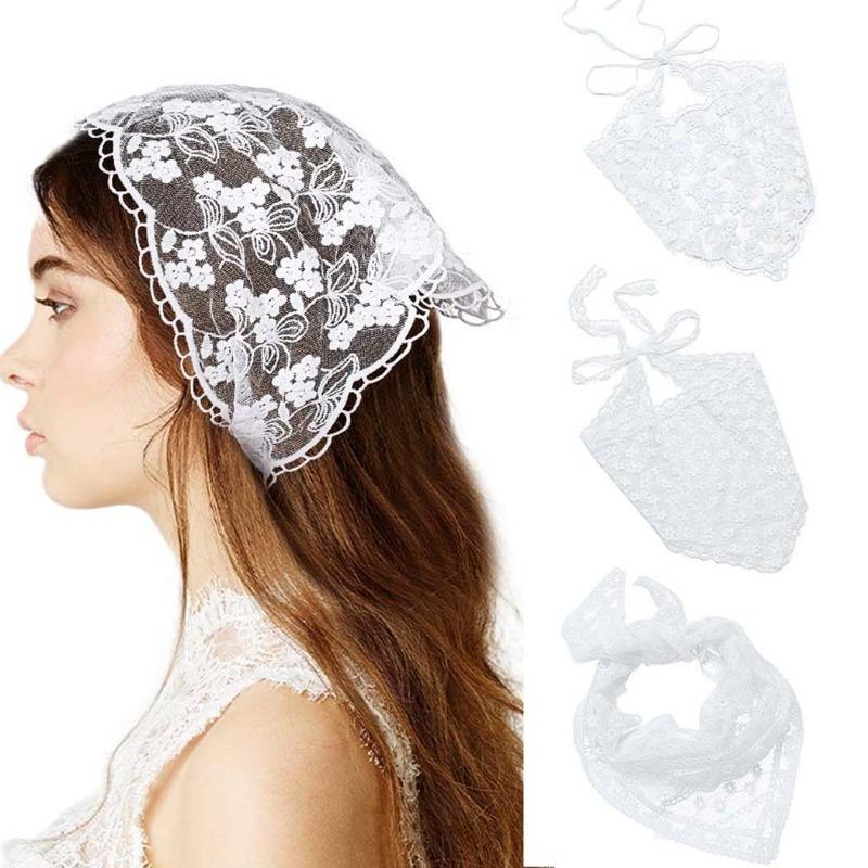 Spitze Blumen Haar Schal Dreieck Bandana Print Stirnband für Frauen Mädchen Boho Chic Kopfwickel Haarschmuck