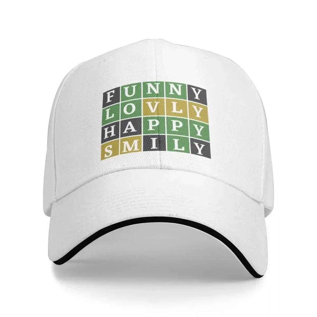 Learn happiness through Wordle Puzzle Game -Enjoy, Lovly, Happy, Smily Baseball Cap Sports Cap For Girls Men's