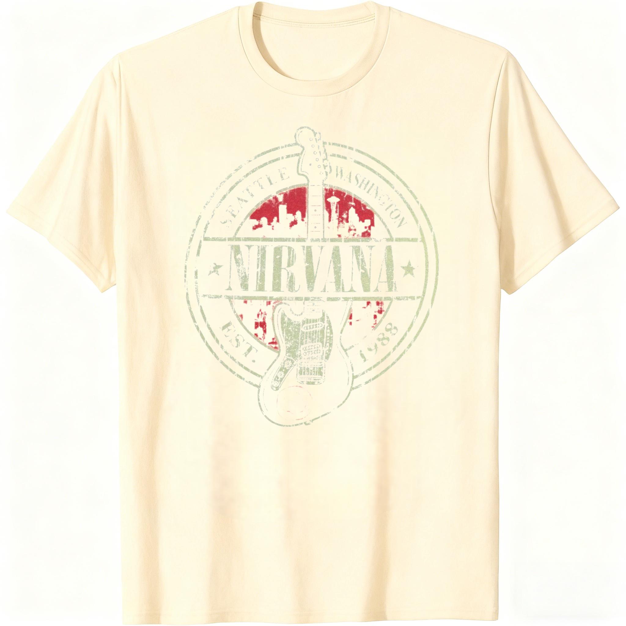 

2026 New Nirvana Rock Band Cotton Tshirt Hiphop Style Unisexs and Womens Oversized Y2K Streetwear Tee Casual Outdoor Street 4XL