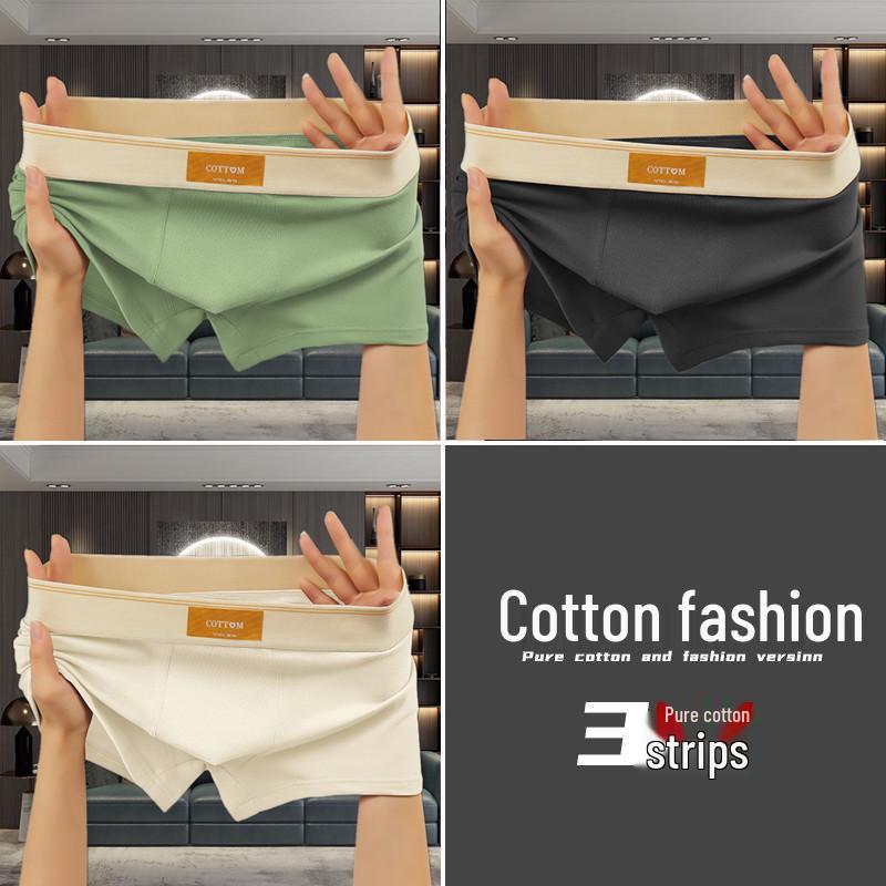 Pure Cotton Men's Boxer Briefs - Loose, Plus Size, Mid-Rise Four-Corner Underwear