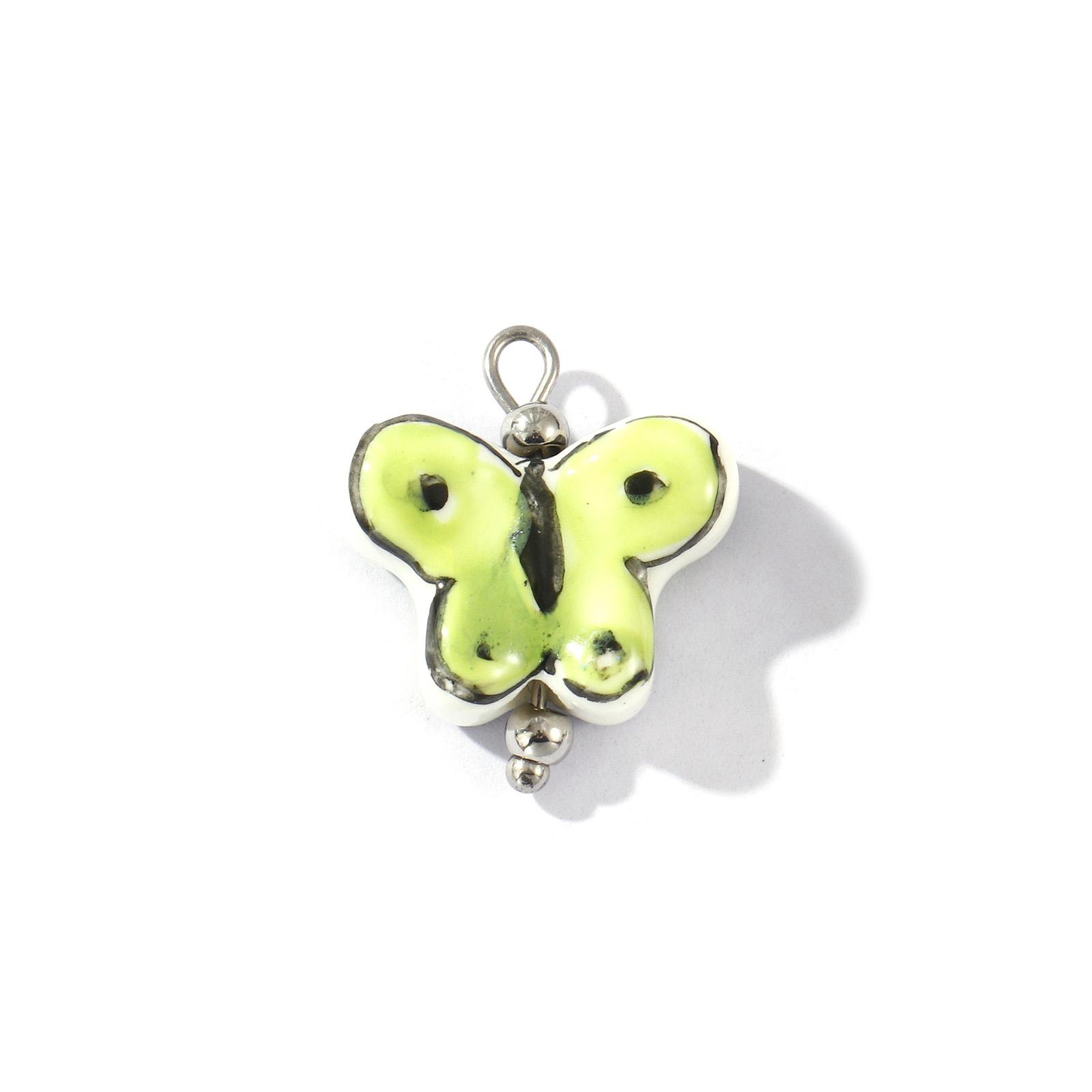 

2Pcs Resin Insect Butterfly Charms Green Animal Painted 304 Stainless Steel Pendants For DIY Necklace Jewelry Making 20mm x 17mm