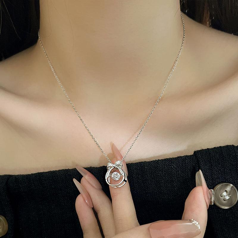 Flash Diamant Kulatý Diamant Agilní Zirkon Mašle Náhrdelník Klíční kost Řetízek Super Víla Nika High-end Smysl