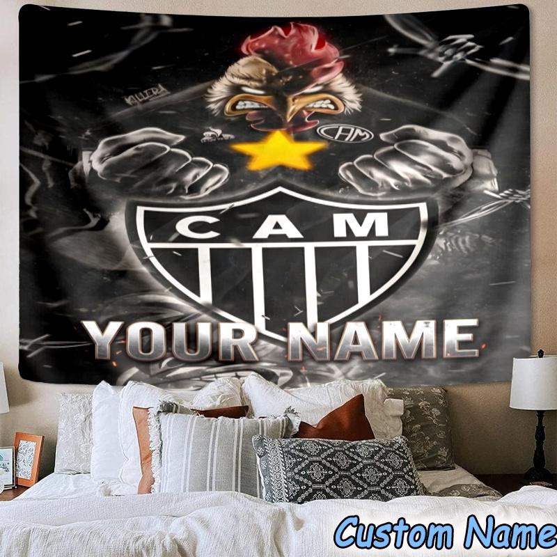 Custom Name Atletico Mineiro Hanging Tapestry Background Tapestry for Bedroom Living Room Dorm,Home Party Wall Decoration,Fan Gifts
